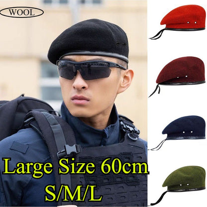 Large Size Wool  Military  Army Berets Hat for Big Head Unisex Men Women Devil Soldier Winter Warm Wide Beret Cap Painters Hats