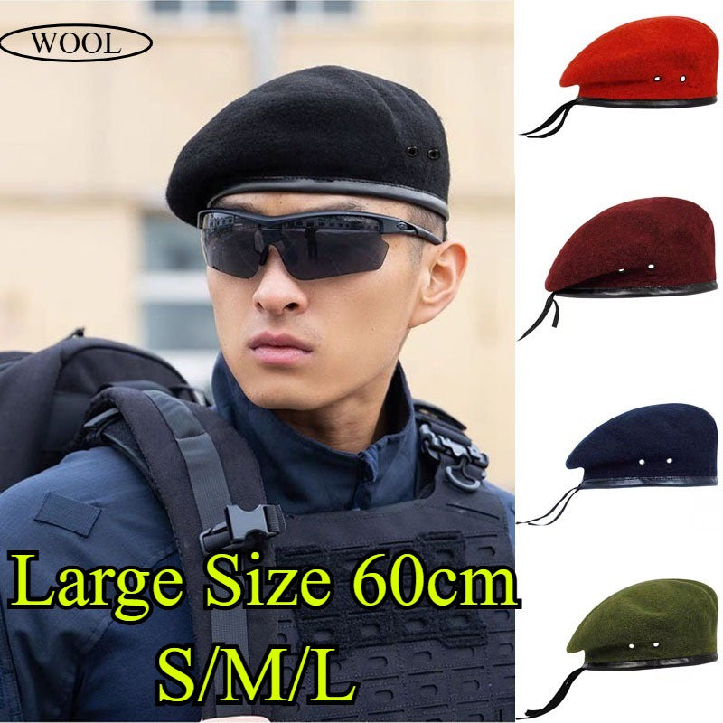 Large Size Wool  Military  Army Berets Hat for Big Head Unisex Men Women Devil Soldier Winter Warm Wide Beret Cap Painters Hats