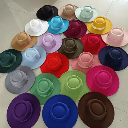 Chapéu Fedora unissex de inverno, superfície circular côncava e convexa, chapéu de jazz de feltro liso, elegante para homens e mulheres.