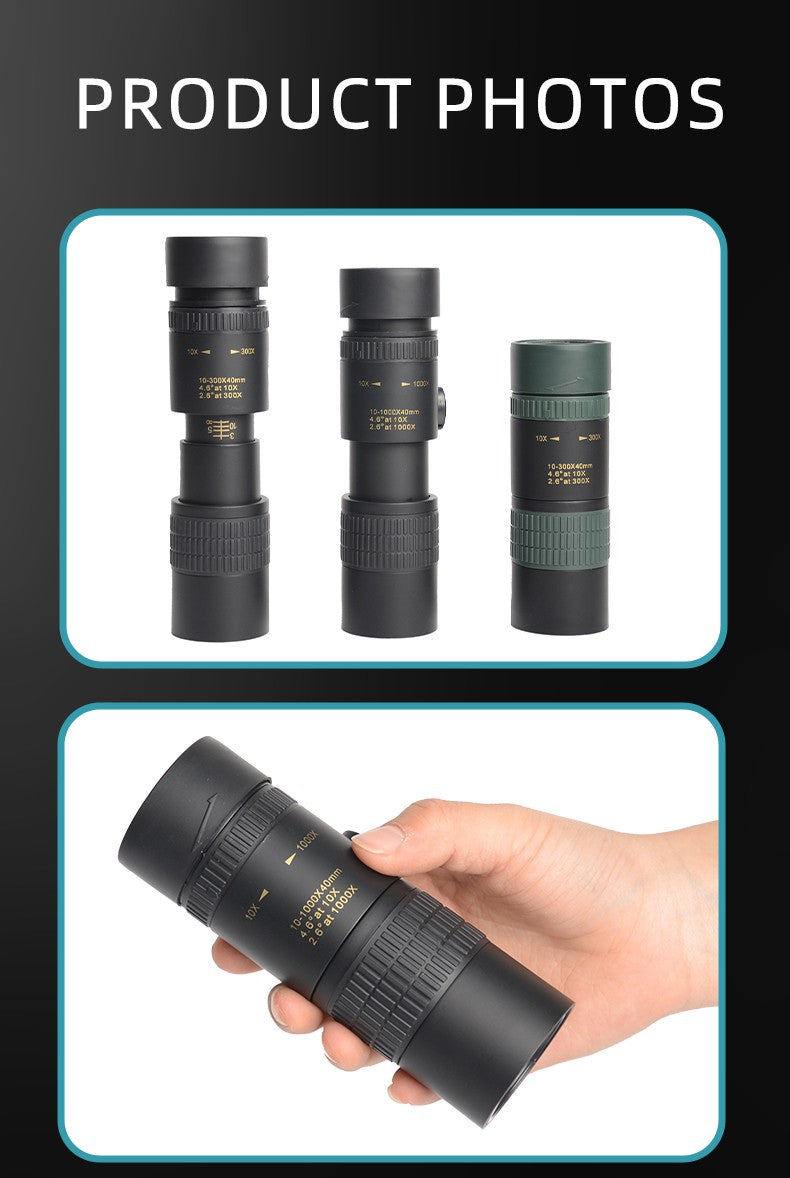 Telescópio Zoom 10-300x40 HD 4K Portátil Binóculo Potente Longo Alcance Monocular Profissional BAK4-Prismas Para Caça Acampamento
