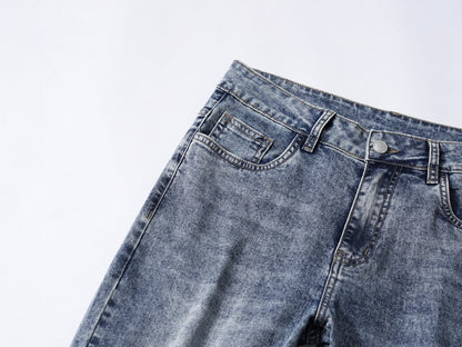 Calça Jeans Masculina Clássica Solta Reta Wide Leg de Sarja Lavada de Alta Qualidade Masculina Fina Fresca Elástica Masculina Casual de Caimento Regular