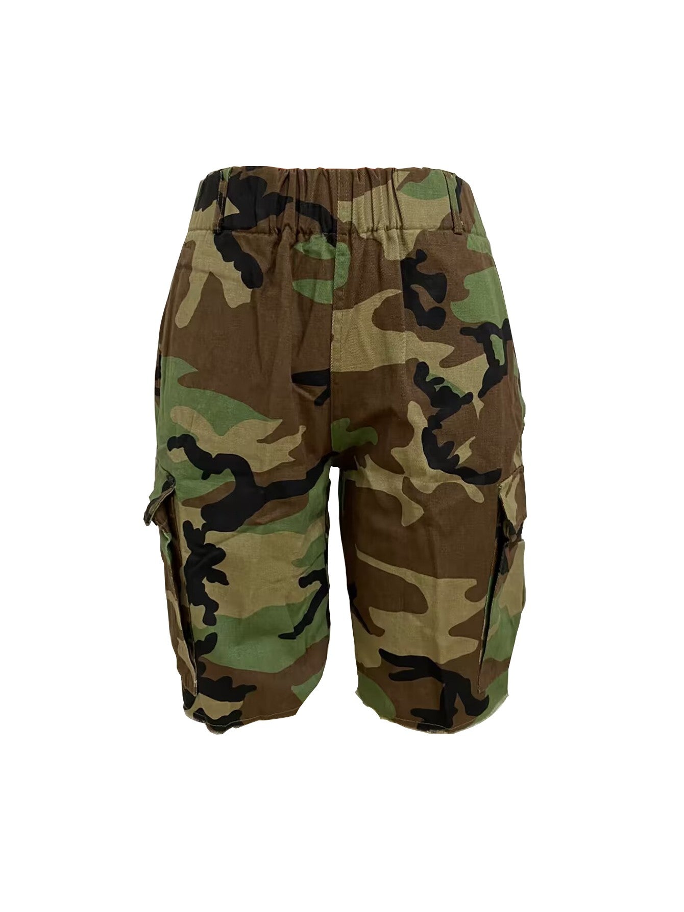 1338 New Product Rubber Waist Printed Camo Multi Pocket Casual Women's Shorts