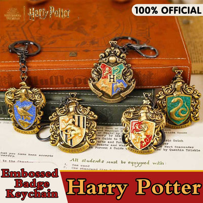 Chaveiros Em Metal Com Emblema Em Relevo Autênticos Harry Potter Adereços De Cosplay Filmes Televisão Periféricos Mochila Enfeites Pendurados Presentes