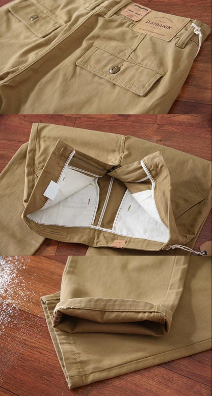 Loose Straight Leg Cotton Casual Pants for Men Summer Waed Khaki Workwear Trousers Youth Faion Long Pants Busin Casual