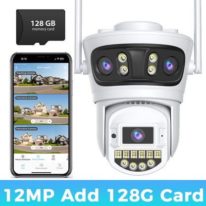 15MP 8K HD Wifi Surveillance Camera Outdoor Three Lens Three Screens Security IP Camera Human Detection 5G Wifi Camera O-KAM PRO