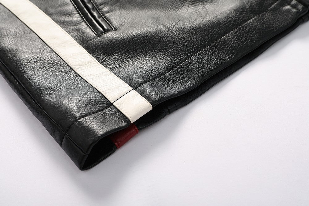 Vintage Motorcycle Jacket Men Fashion New Biker Leather Jacket Male Embroidery Bomber Coat Winter Fleece Pu Overcoat