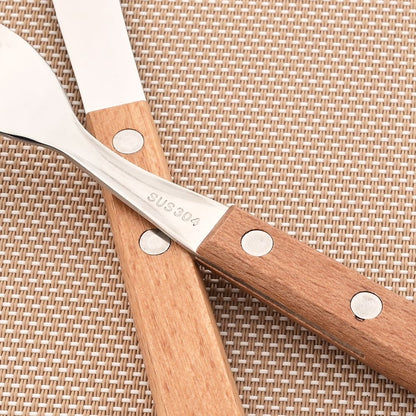 JANKNG 304 Stainless Steel Fork with Wooden Handle Tableware Cutlery Mirror Dinnerware Flatware Silverware Kitchen Accessories
