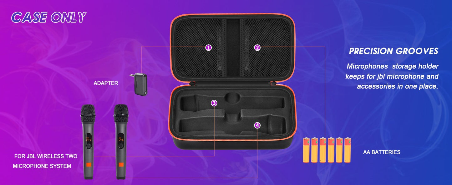 Estojo de Microfone Sem Fio para Sistema de Microfone Duplo Sem Fio JBL Estojo de Viagem Universal para Microfone Duplo Portátil para Cantar Karaokê