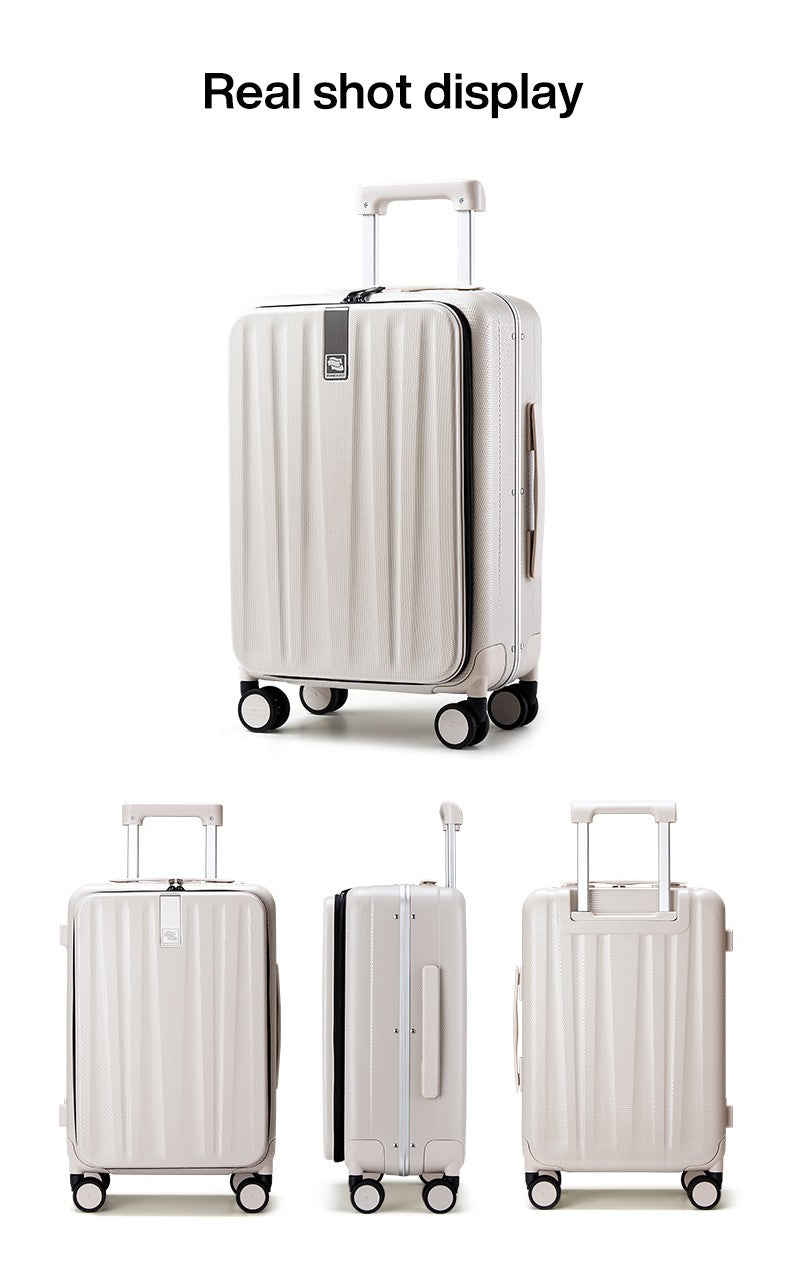 Hanke Carry On Suitcase Aesthetic Design 7mm Aluminum Frame Rolling Luggage Boarding Cabin PC Spinner Wheel TSA Lock 18" 20";;VERDADEIRO;;"Ivory White,20Inches 500mm