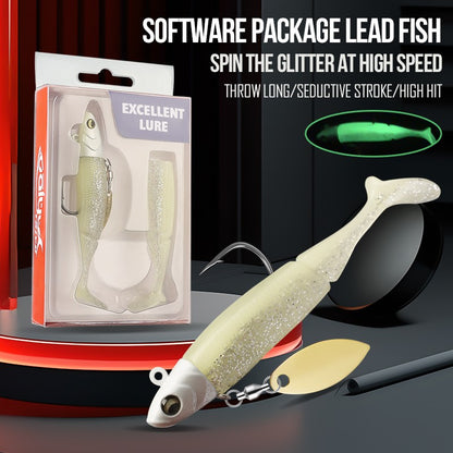 Iscas de Pesca TAIYU de Venda Quente 20g Jig Head T-tail Isca Macia de Silicone Wobbler Isca Colher Giratória de Metal para Pesca de Lúcio Truta Baixo
