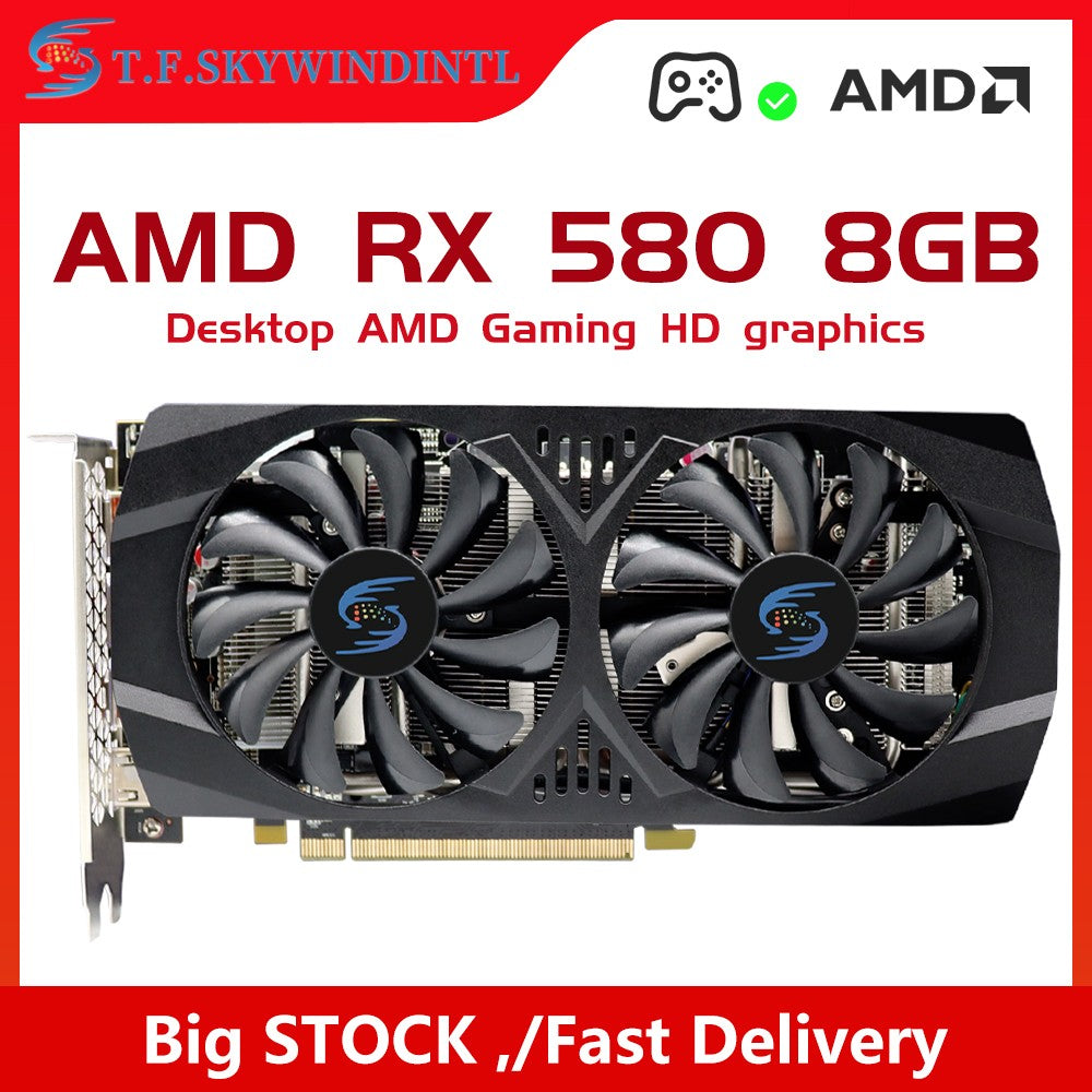 Placa de Vídeo para Jogos RX 580 8GB 2048SP GPU Radeon Série RX580 Placa de Vídeo para Computador de Mesa para Jogos