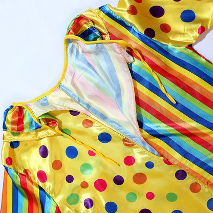 Adult Rainbow Clown Jumpsuit Featuring A Bright Colorful Pattern Funny Clown Costume Set for Height 165-185cm