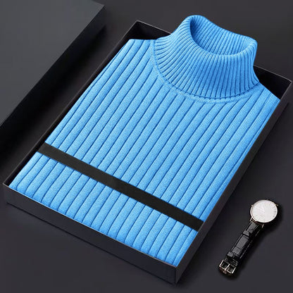 Autum Men's Slim Fit Pullover Sweaters Long Sleeve Turtleneck Sweater Casual Stripe Knitted Winter Warm Outdoor Streetwear