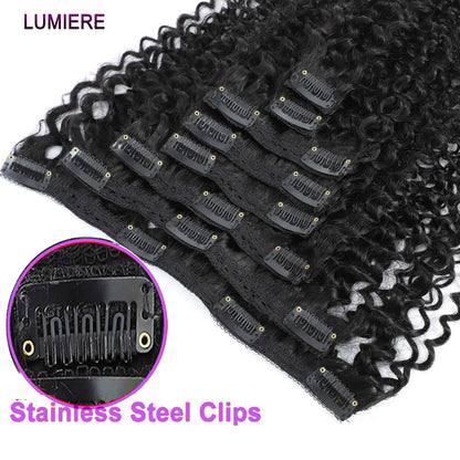 Extensões de Cabelo Humano Ondulado Profundo para Aplique Brasileiro 100% Cabelo Humano Virgem Puro 8 Peças/Conjunto Cabeça Inteira Para Mulheres 18A Trama Dupla