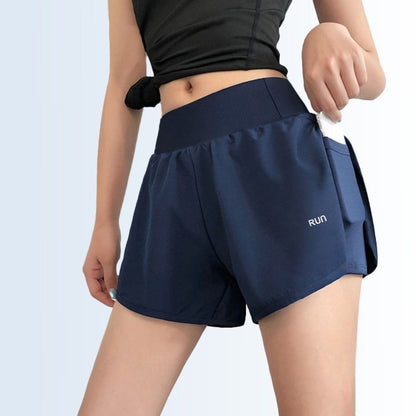 Fashion Anti-glare Lining 2 in 1 Yoga Shorts Loose Fitting Hem Elastic Sports Shorts Breathable Quick Dry Fitness Shorts Gym