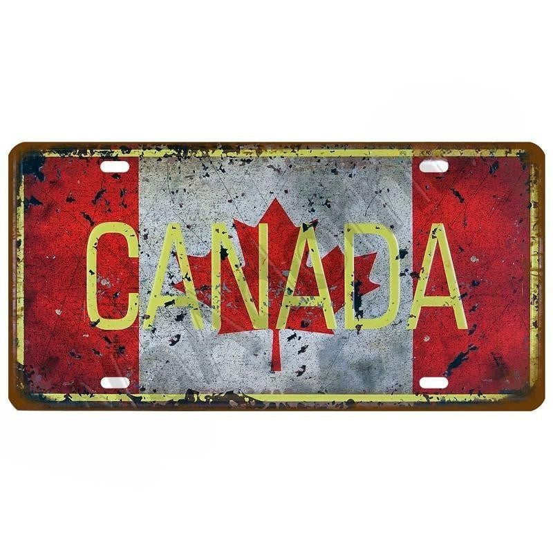Plaque Tin Sign France Russia Spain Metal Sign Germany USA Country Flag License Plate For Wall Home Restaurant Craft Bar Decor