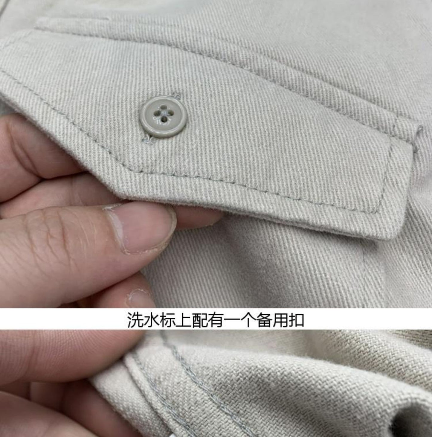 May Khaki heavy cargo double-pocket shirt men's cotton wash wool long-sleeved Japanese vintage loose coat