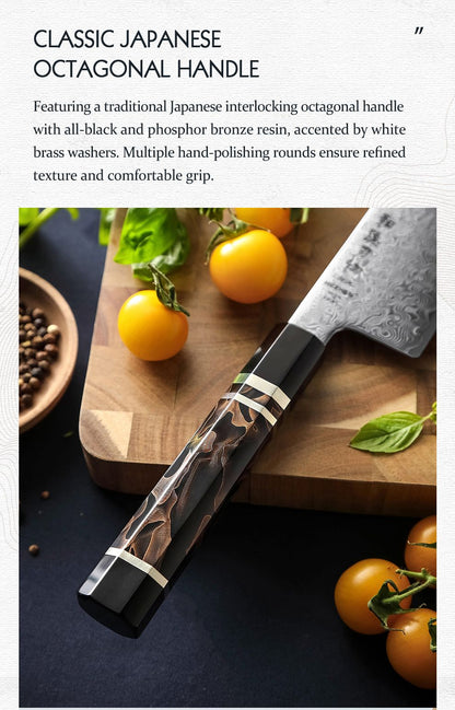 HEZHEN 8.3 Inch Bunka Knife 49 Layers ZDP-189 Damascus steel Powder Core Steel Kitchen Cook Wooden Gift Box kiritsuke Knife