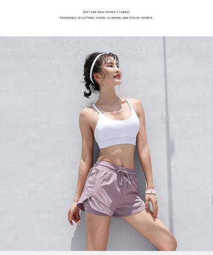 Summer sports shorts, women's loose casual anti-walking, light speed drying, high-waisted running, fitness, yoga, thin, breathab
