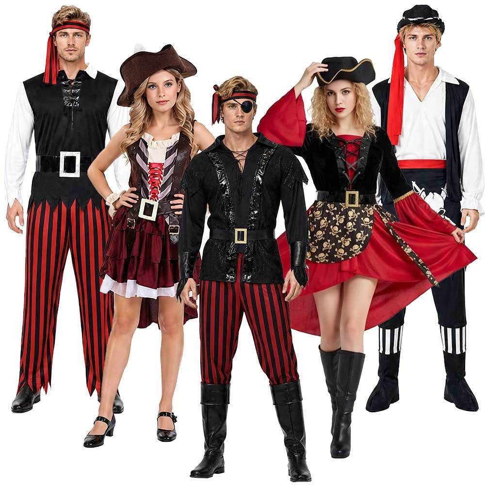 Adult Vintage Pirate Cosplay Full Set Gothic Party Costume For Masquerade Carnival Stage Theme Photoshoot Halloween Cosplay