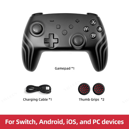 Wireless Gamepad For Switch 2 Pro Controller with Thumbstick Caps RGB Light 6-Axis Gyro Motion Sensing Vibration Joystick for PC