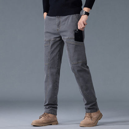 Fashion Print Six-Pocket Jeans Small Straight Cut Style Men's Casual Comfortable Fit Clothing