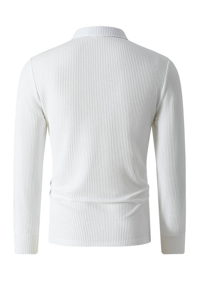 New Light Luxury Light Business Mature Casual Men Sports Retro Style Striped Fashion Men Outdoor Long Sleeve POLO Shirt