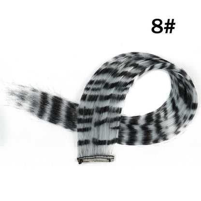 Aplique de Cabelo Sintético 18" Longo Liso Feminino de Alta Temperatura Clip In Extensão de Cabelo Peruca de Pena Azul Rosa Colorido