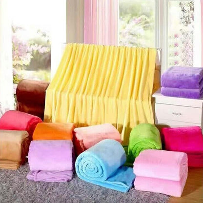 Cobertores de Coral Fleece e Flanela para Camas Azul Sólido Rosa Macio Quente Fino Colcha Capa de Sofá Manta de Pele Sintética