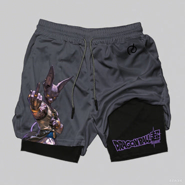 Dragon Ball Goku Anime Gym Shorts Men Double-layer 2-in-1 Sports Pants New Summer Japanese Cartoon Print Beach Pants Streetwear