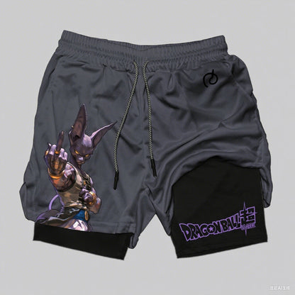 Dragon Ball Goku Anime Gym Shorts Men Double-layer 2-in-1 Sports Pants New Summer Japanese Cartoon Print Beach Pants Streetwear