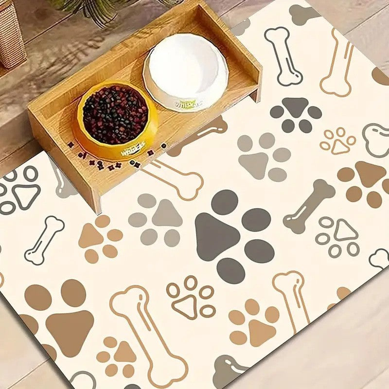 Tapete de Inverno para Animais de Estimação Tapete de Alimentação para Cães e Gatos Tigela de Água e Comida para Animais de Estimação Tapete de Chão Diatomáceo Impermeável de Secagem Rápida