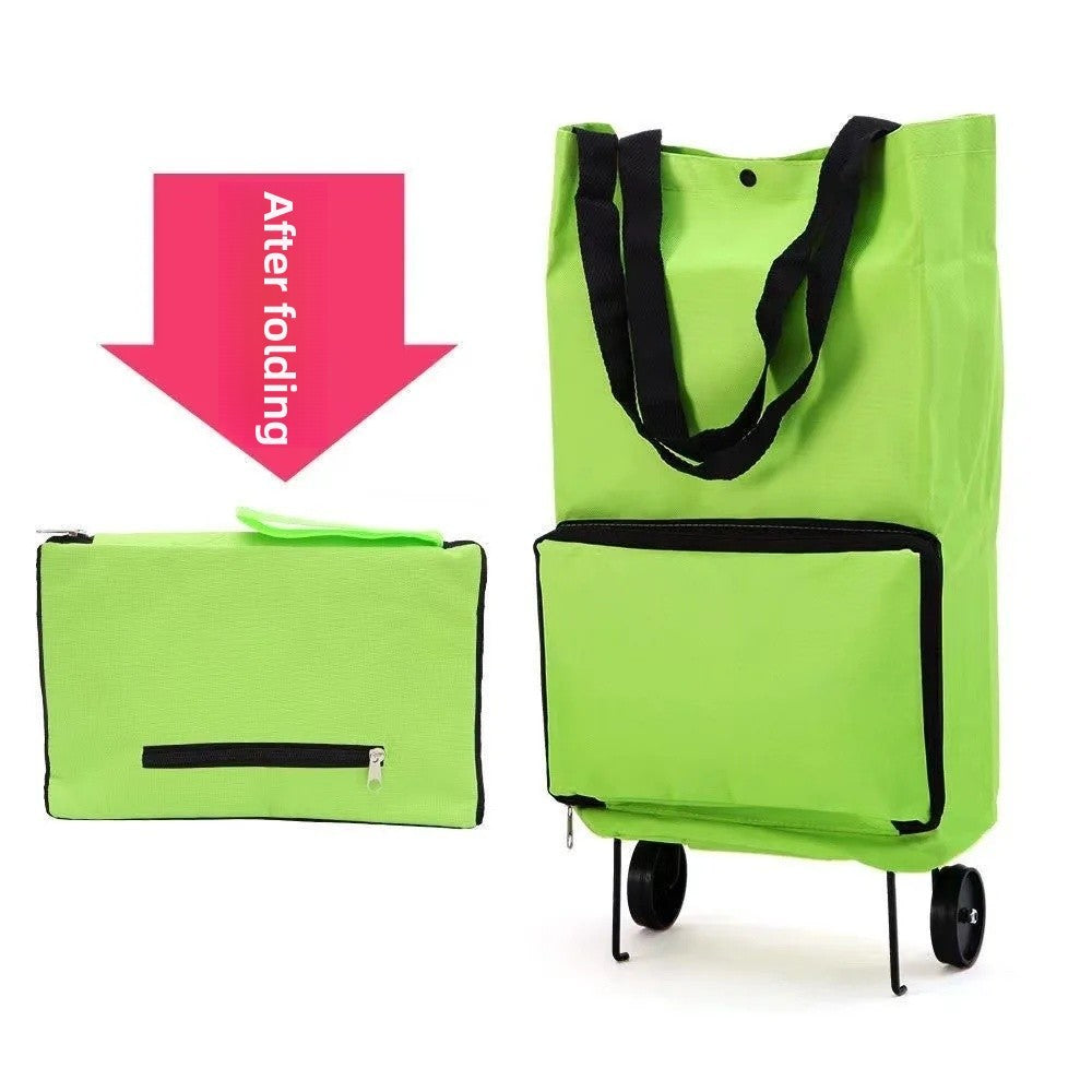 Shopping Bag with Wheels Foldable Hand Pull Extendable Vegetable Buying Car Casual Polyester Fiber Home Use Logo Addable