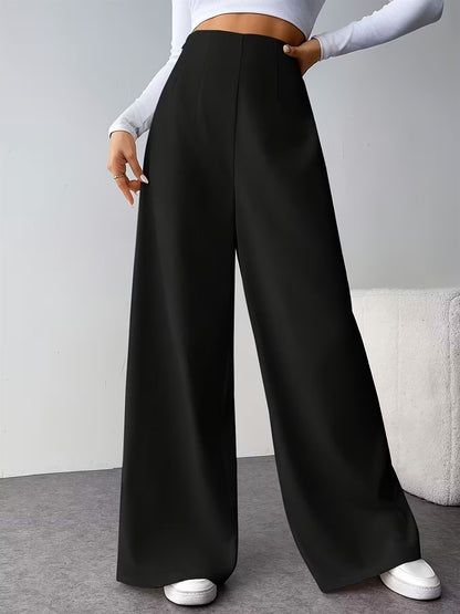 Women Elegant Wide Leg Pant 2025 Fashion New In High Waist Solid Trousers Office Lady French Pants Female Casual Street Clothing