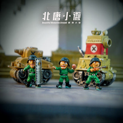 1:64 Metal Slug Genuine Tide Play Figura Snk Feita à Mão Metralhadora Pesada Lança-chamas Boneca Tanque Soldado Inimigo