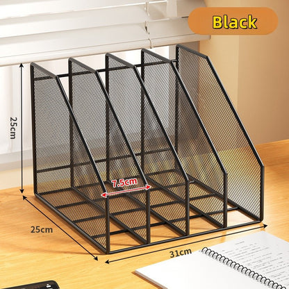 Metal File Rack Office Desk Shelf Standing Desktop File Folder File Box File Storage Box Data Rack Stationery Organizer File