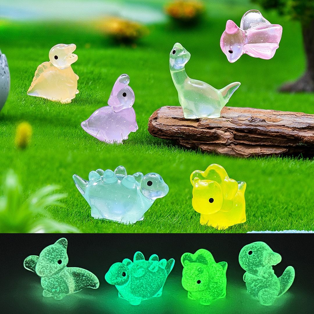 10-100PCS Creative Glow in The Dark Dinosaur Figurines Luminous Mini Resin Dinosaurs Toys for Christmas Fairy Garden Decor Gifts