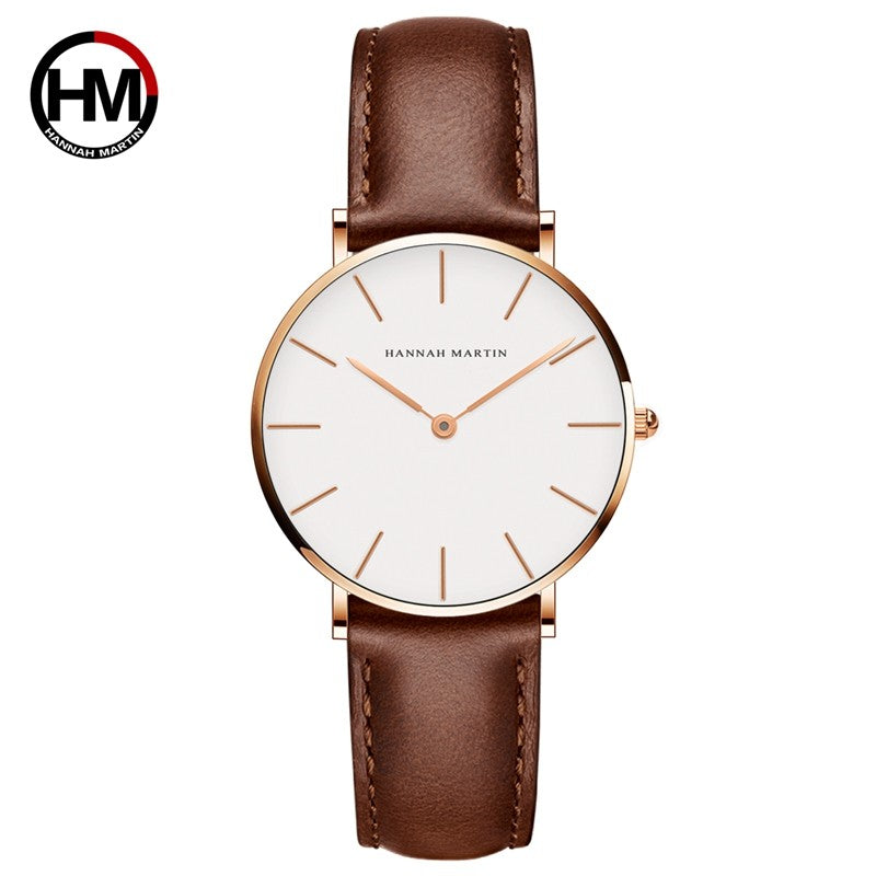 Hannah Martin Brand Japan Quartz Movement Women Fashion Watch Leather Strap Lady Wristwatches Waterproof Clock relogio feminino