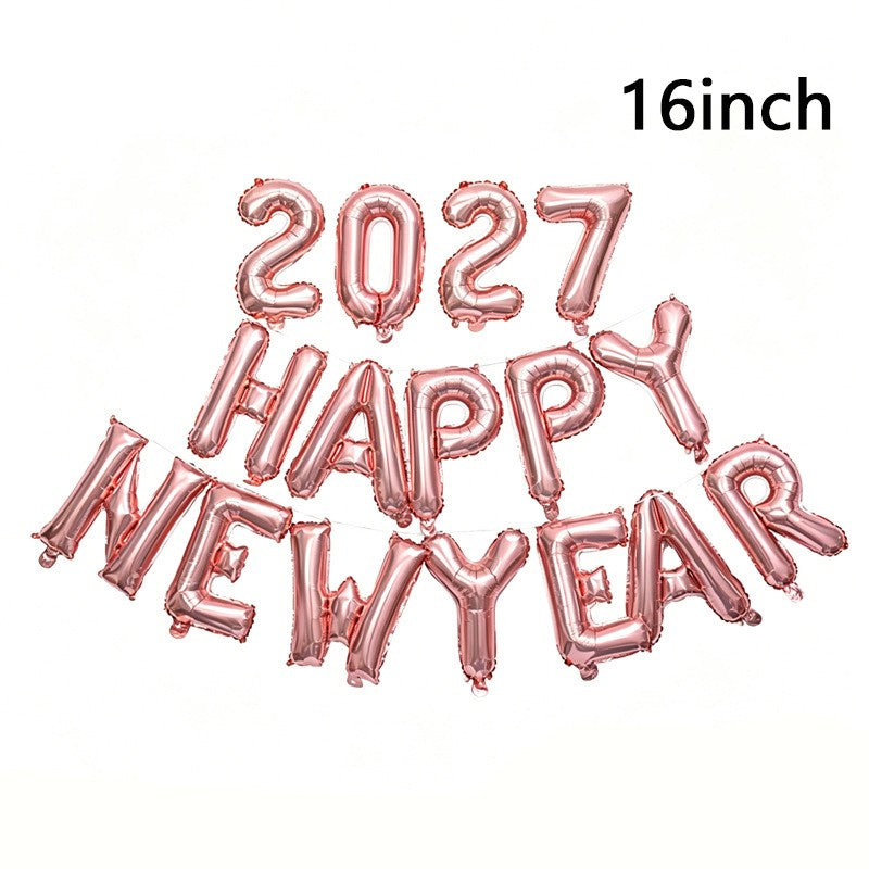 16 Inch 2027 Happy New Year Foil Balloons Christmas New Year Party Decoration Festival Party Supplies Photo Props Home Decor