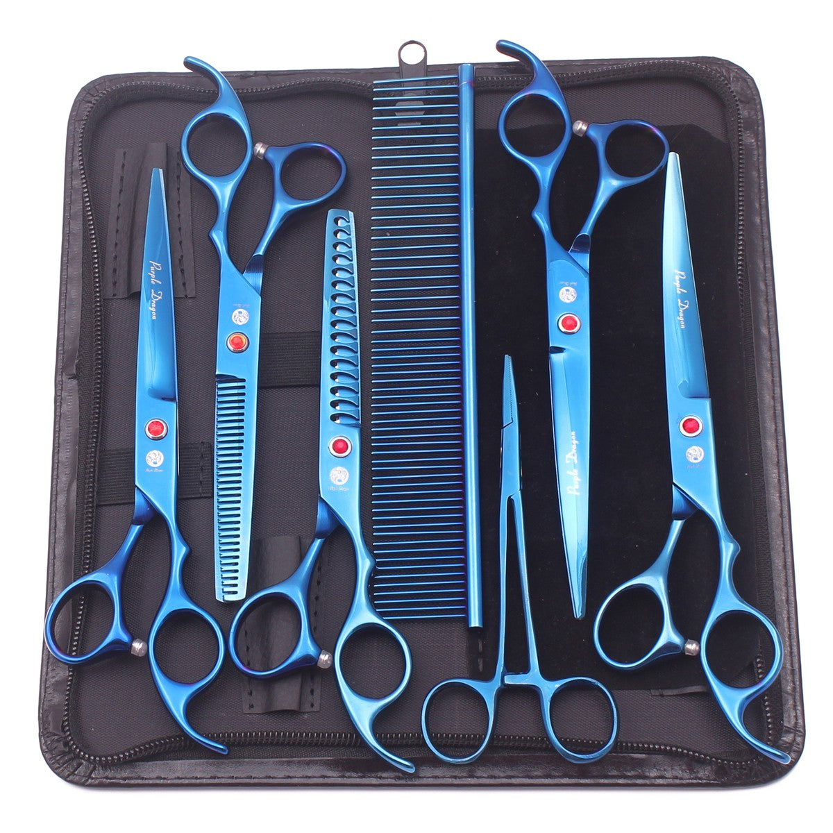 Conjunto de Tesouras para Tosa de Animais de Estimação - Tosa Profissional para Cães e Gatos, Aço Inoxidável, Afiado, Multi-Peças, Cabo Ergonômico, Aparador Durável