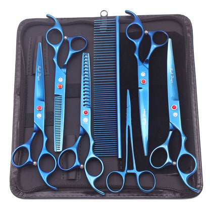 Conjunto de Tesouras para Tosa de Animais de Estimação - Tosa Profissional para Cães e Gatos, Aço Inoxidável, Afiado, Multi-Peças, Cabo Ergonômico, Aparador Durável