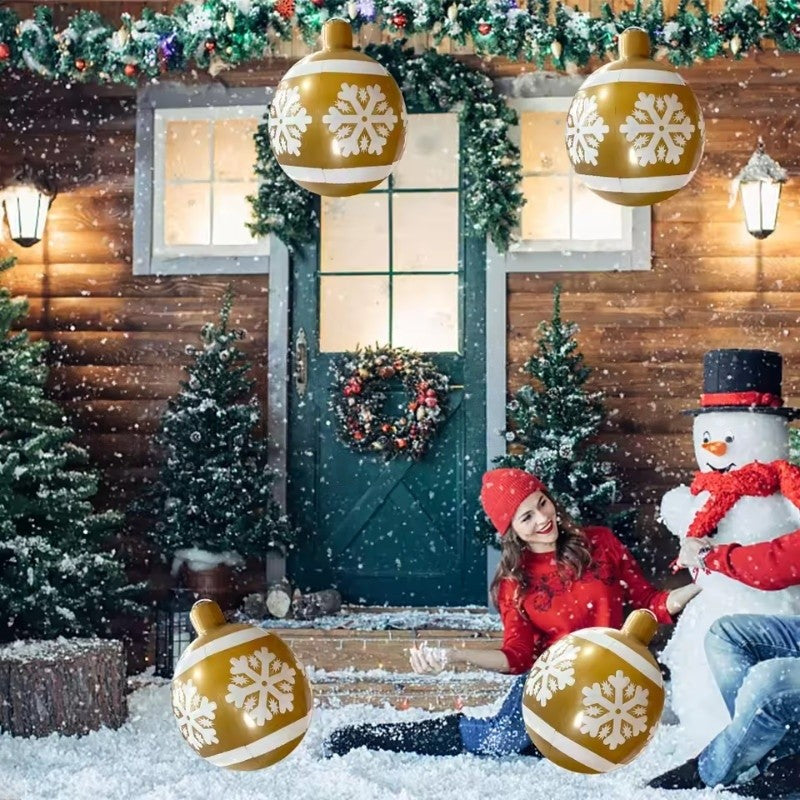 32 Inch Giant PVC Inflatable Christmas Ball Ornaments Outdoor Large Xmas Blow Ball Decorations for Christmas Party Ornaments