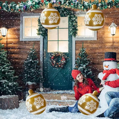 32 Inch Giant PVC Inflatable Christmas Ball Ornaments Outdoor Large Xmas Blow Ball Decorations for Christmas Party Ornaments