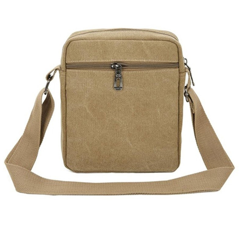 Multifunctional men's Shoulder Bag Flap Solid Color Casual Messenger Canvas Fashion Zipper Retro Travel men's Shoulder Bag
