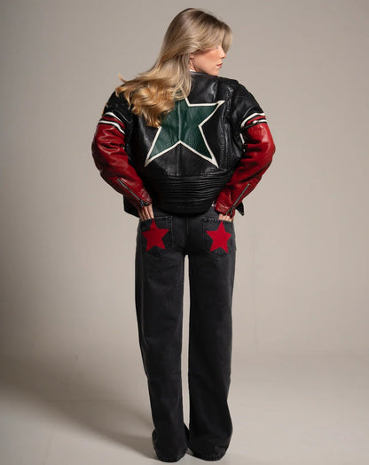 Y2K Women's Straight Leg Jeans Personalized Lucky Star Texture Retro Baggy Jeans Stylish High Street Willow Nail Low Waist Jeans