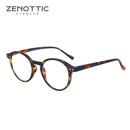 Óculos de Leitura Retrô ZENOTTIC 2025 Antiluz Azul Para Leitura Moda Leve Óculos Feminino Masculino Dioptria 0 a 4.0