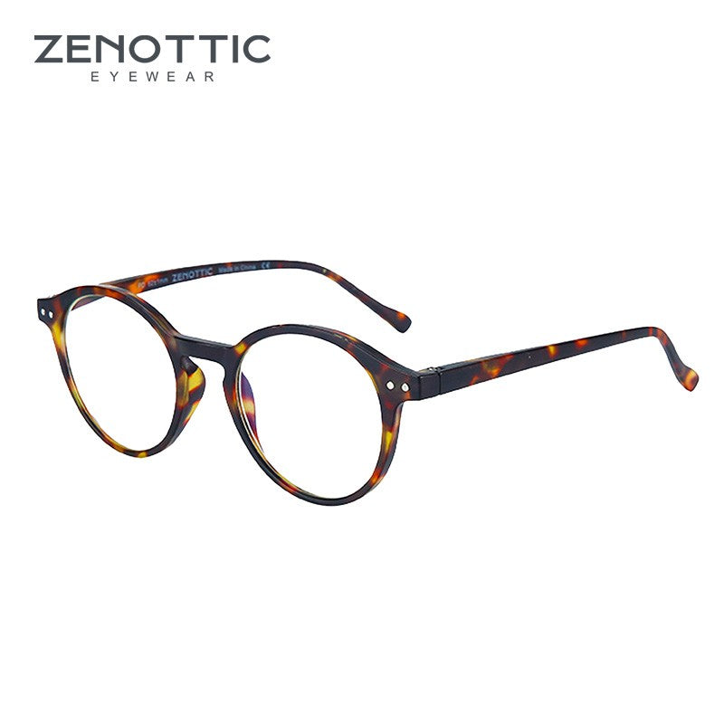 Óculos de Leitura Retrô ZENOTTIC 2025 Antiluz Azul Para Leitura Moda Leve Óculos Feminino Masculino Dioptria 0 a 4.0