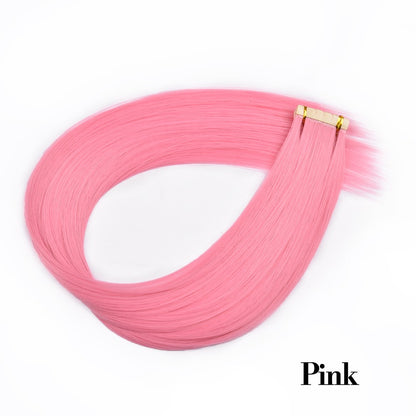 Apliques de Cabelo Sintético Liso com Fita Adesiva 10 Peças Extensão de Cabelo Natural 24 polegadas para Mulheres Invisível Dupla Face Estilo Livre