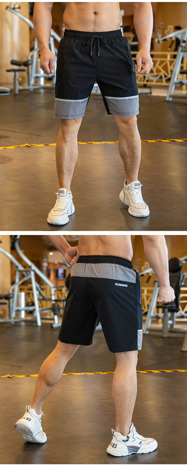 Men Beach Shorts Male Gym Fitness Sport Short Pants Joggers Basketball Sportswear Bodybuilding Loose Plus Size Zip Pocket