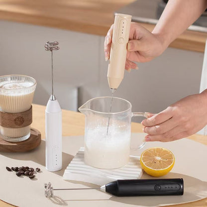 Máquina elétrica de café com leite, batedor de leite, batedor de ovos recarregável de 3 velocidades, máquina portátil para misturar bebidas, liquidificador de cozinha